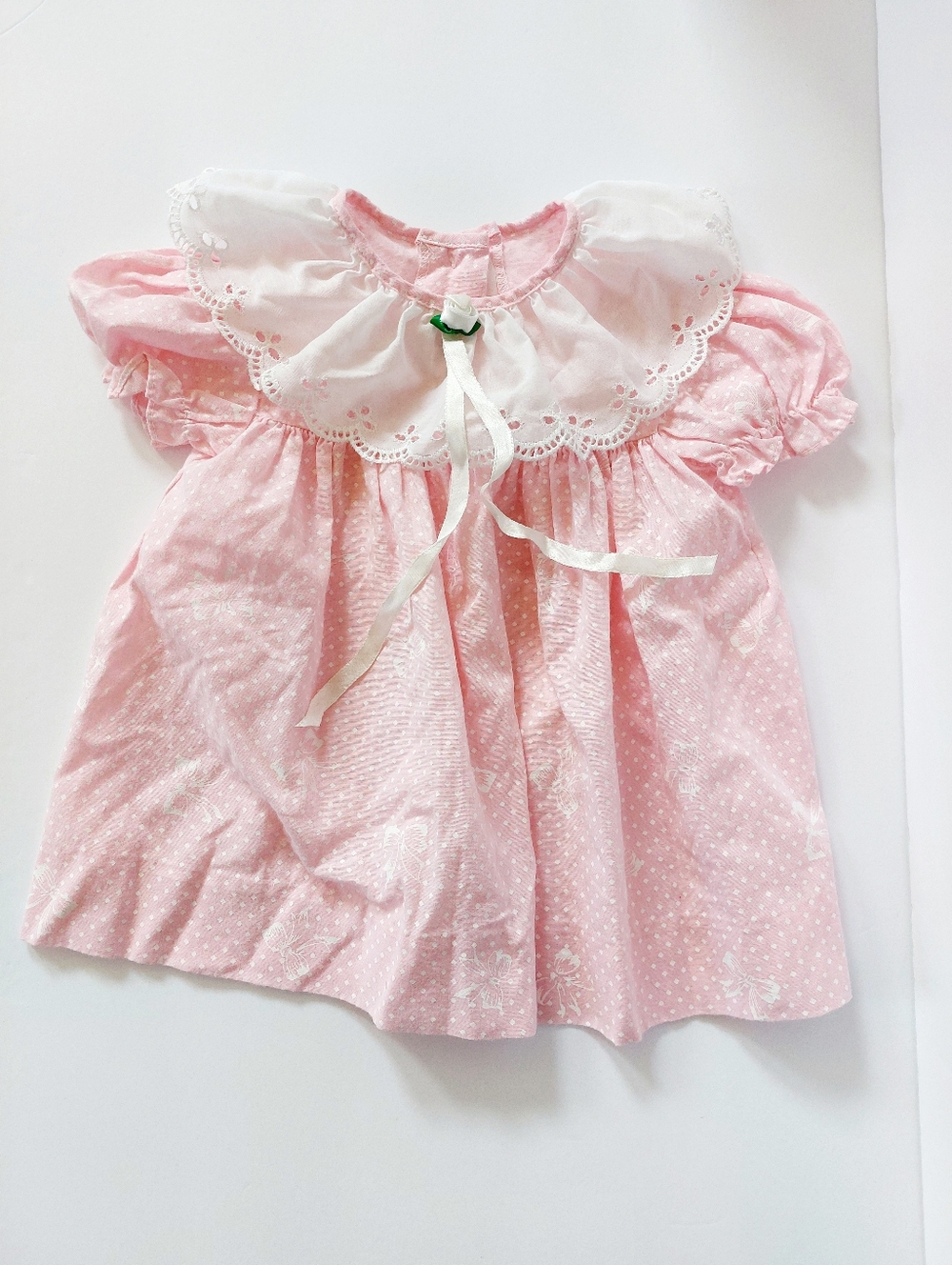 90s Cottagecore Bow & Diamond Pink Dress 2T Cutest‎ One Vintage Victorian